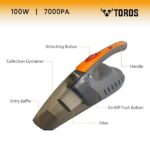 TOROS VC-111 Car Vacuum Cleaner, Portable, 2 in 1 Wet & Dry Cleaner, Handheld,12V DC /100W, Suction Power 7000PA, 3 MTR Long Cord, Hepa Filter(Grey & Orange) - Image 4