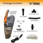 TOROS VC-111 Car Vacuum Cleaner, Portable, 2 in 1 Wet & Dry Cleaner, Handheld,12V DC /100W, Suction Power 7000PA, 3 MTR Long Cord, Hepa Filter(Grey & Orange) - Image 2