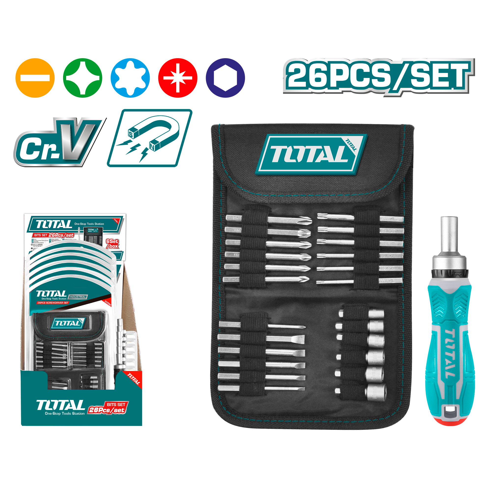 TACSD30266 26 Pcs ratchet screwdriver set TACSD30266 - Image 1